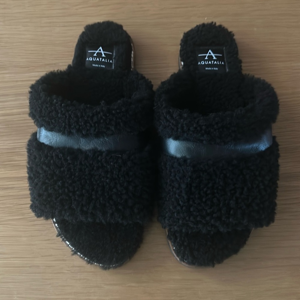 Aquatalia Alina Shearling Calf Slippers